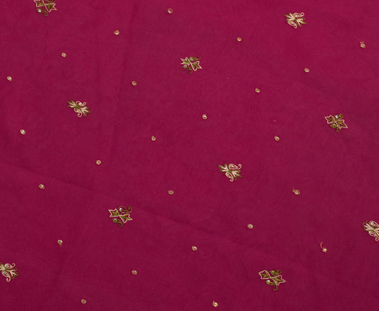Sushila Vintage Sari Remnant Scrap Blend Georgette Embroidered Craft Fabric