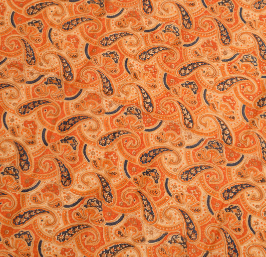 Sushila Vintage Cream Silk Sari Remnant Scrap Multi Purpose Printed Craft Fabric