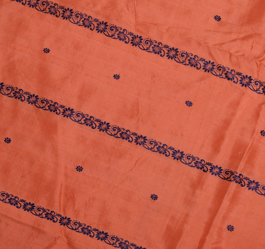 Sushila Vintage Orange Silk Sari Remnant Scrap Multi Purpose Woven Craft Fabric