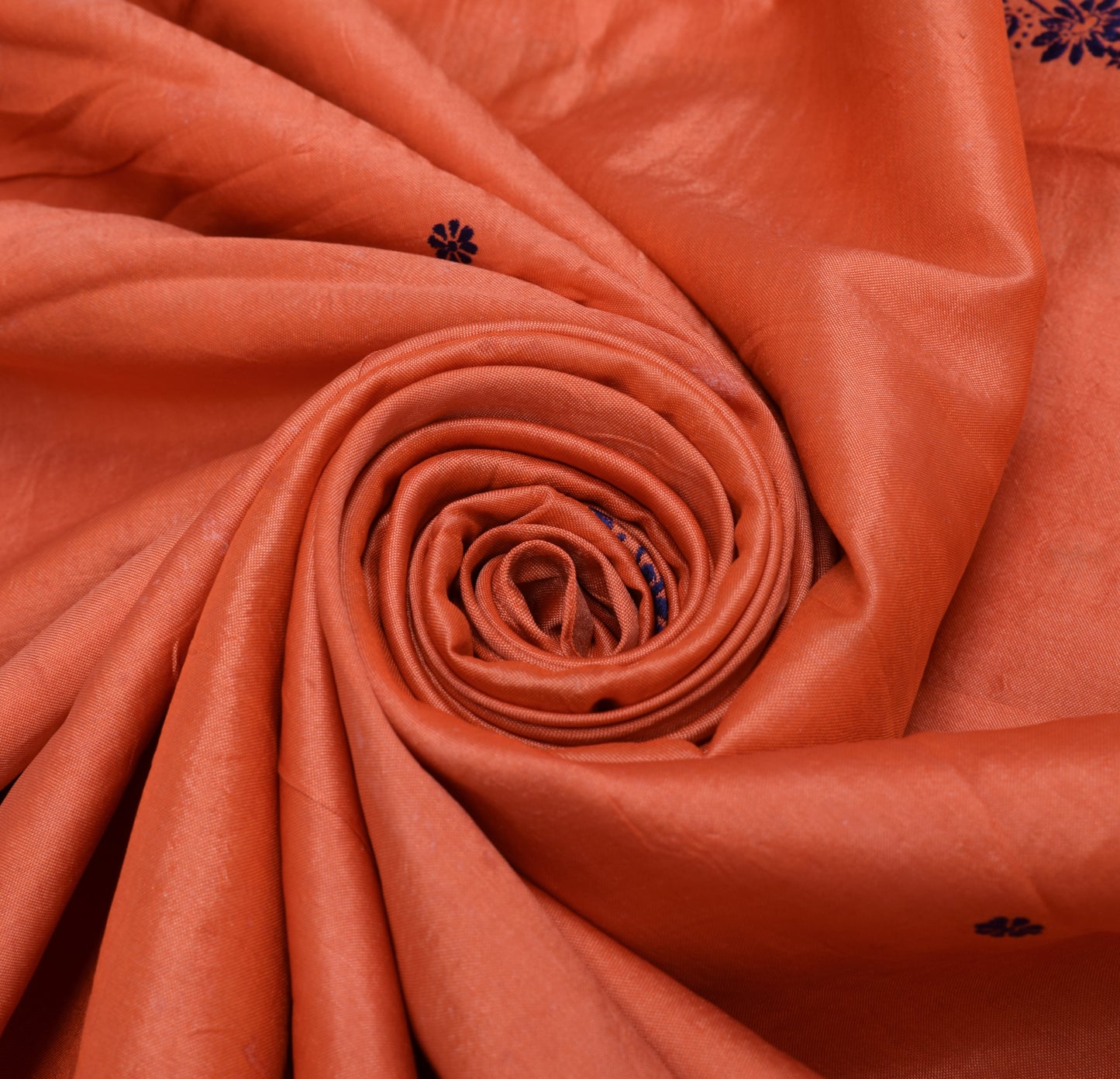 Sushila Vintage Orange Silk Sari Remnant Scrap Multi Purpose Woven Craft Fabric