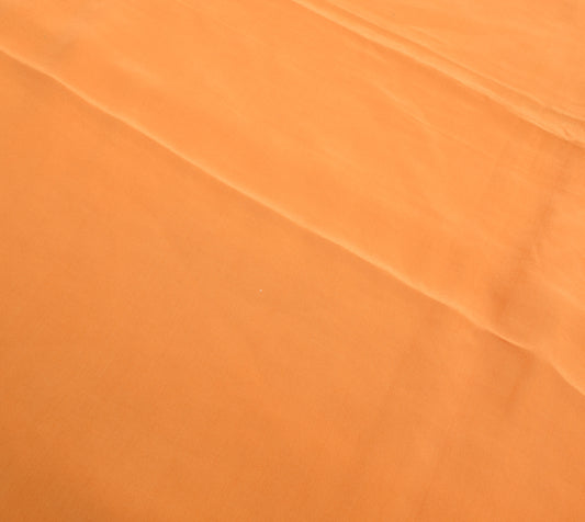 Sushila Vintage Orange Sari Remnant Scrap Pure Crepe Embroidered Craft Fabric