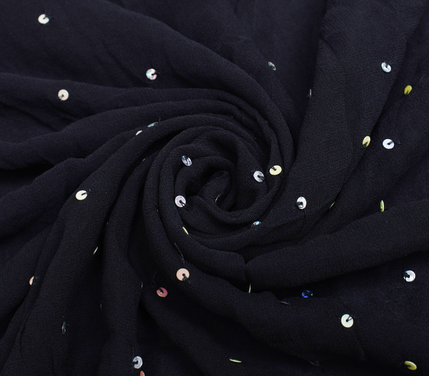 Sushila Vintage Black Sari Remnant Scrap Multi Purpose Hand Beaded Craft Fabric