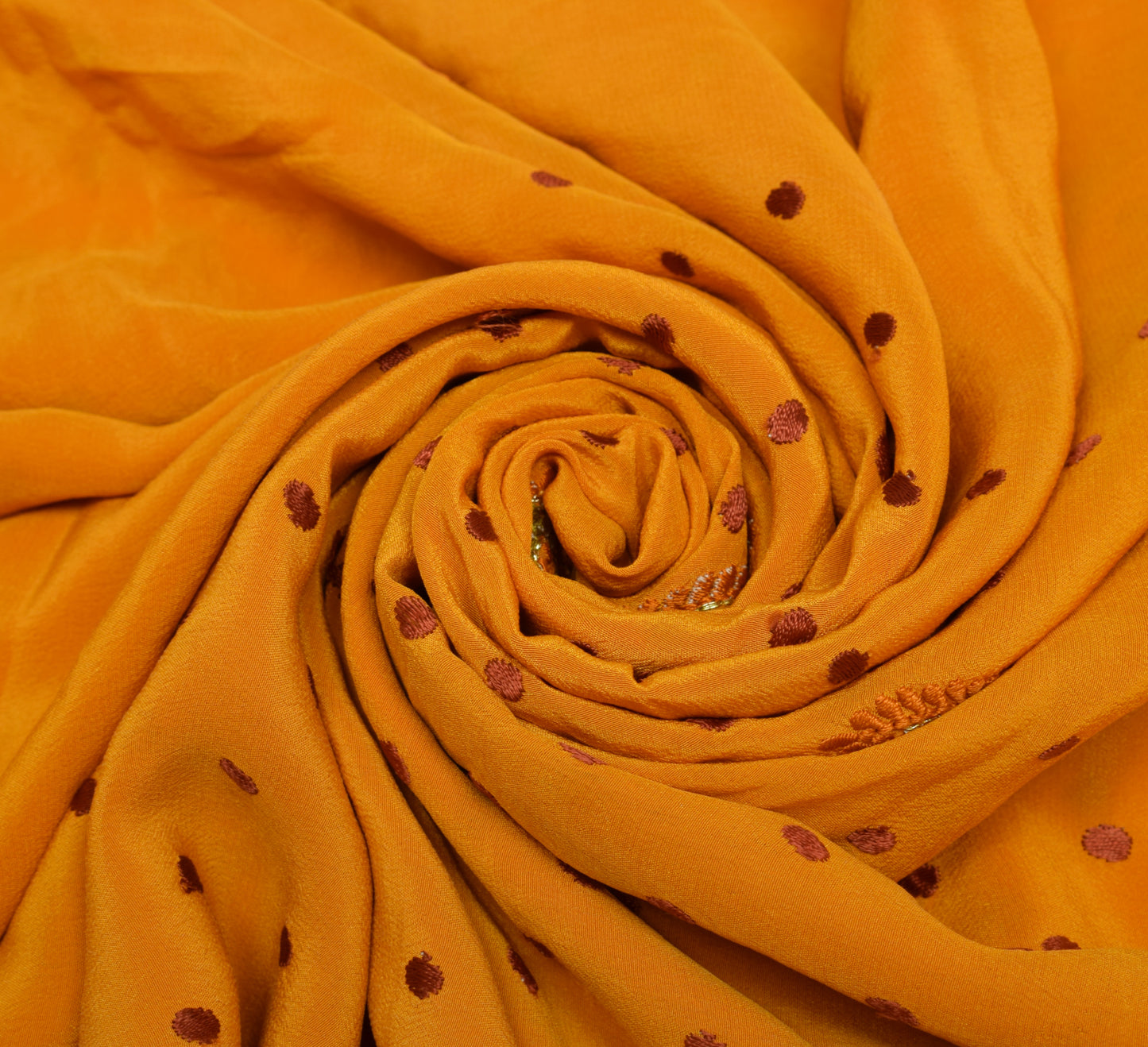 Sushila Vintage Mustard Sari Remnant Scrap Multi Purpose Embroidery Craft Fabric