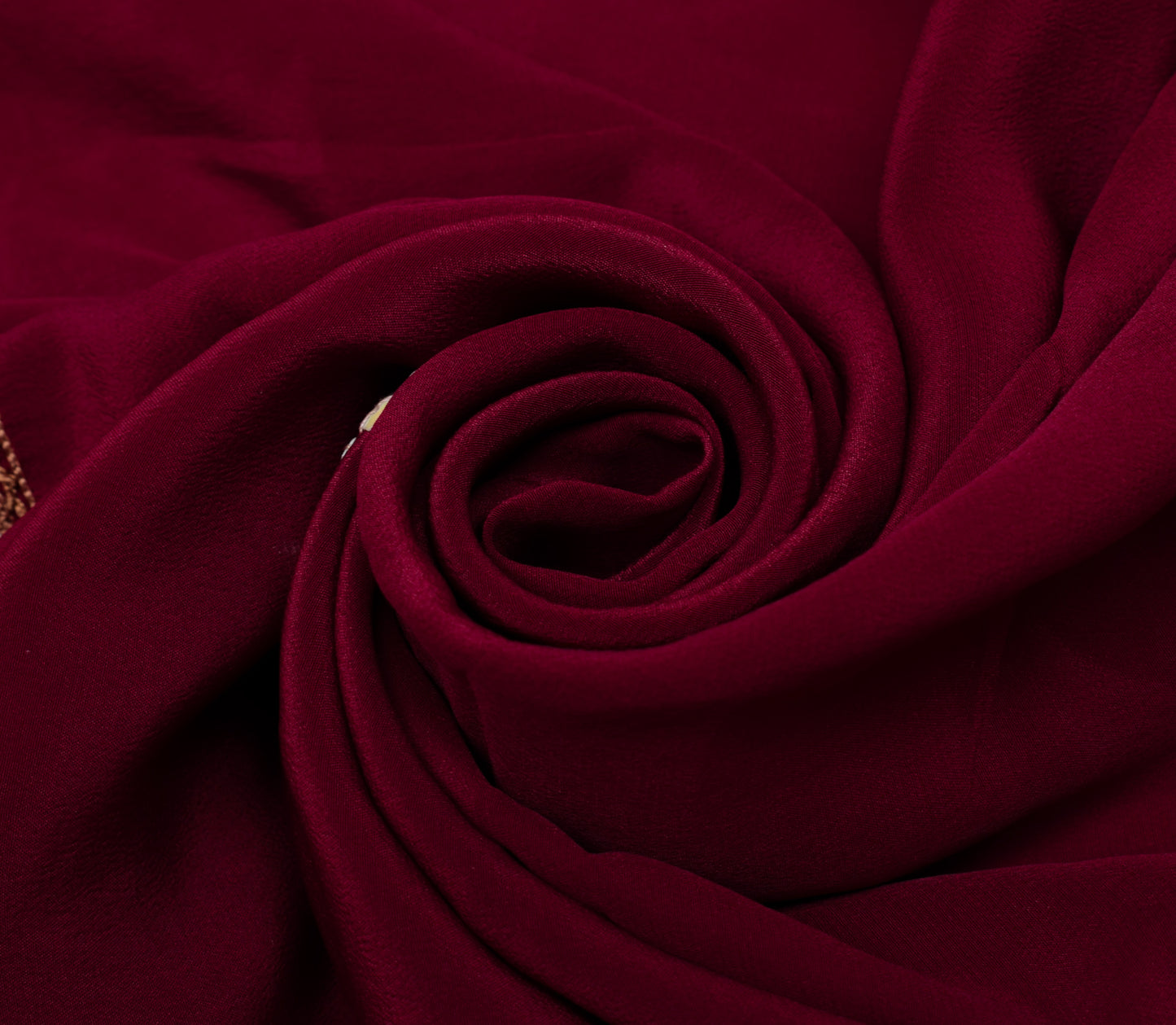 Sushila Vintage Maroon Crepe Silk Sari Remnant Scrap Hand Beaded Craft Fabric