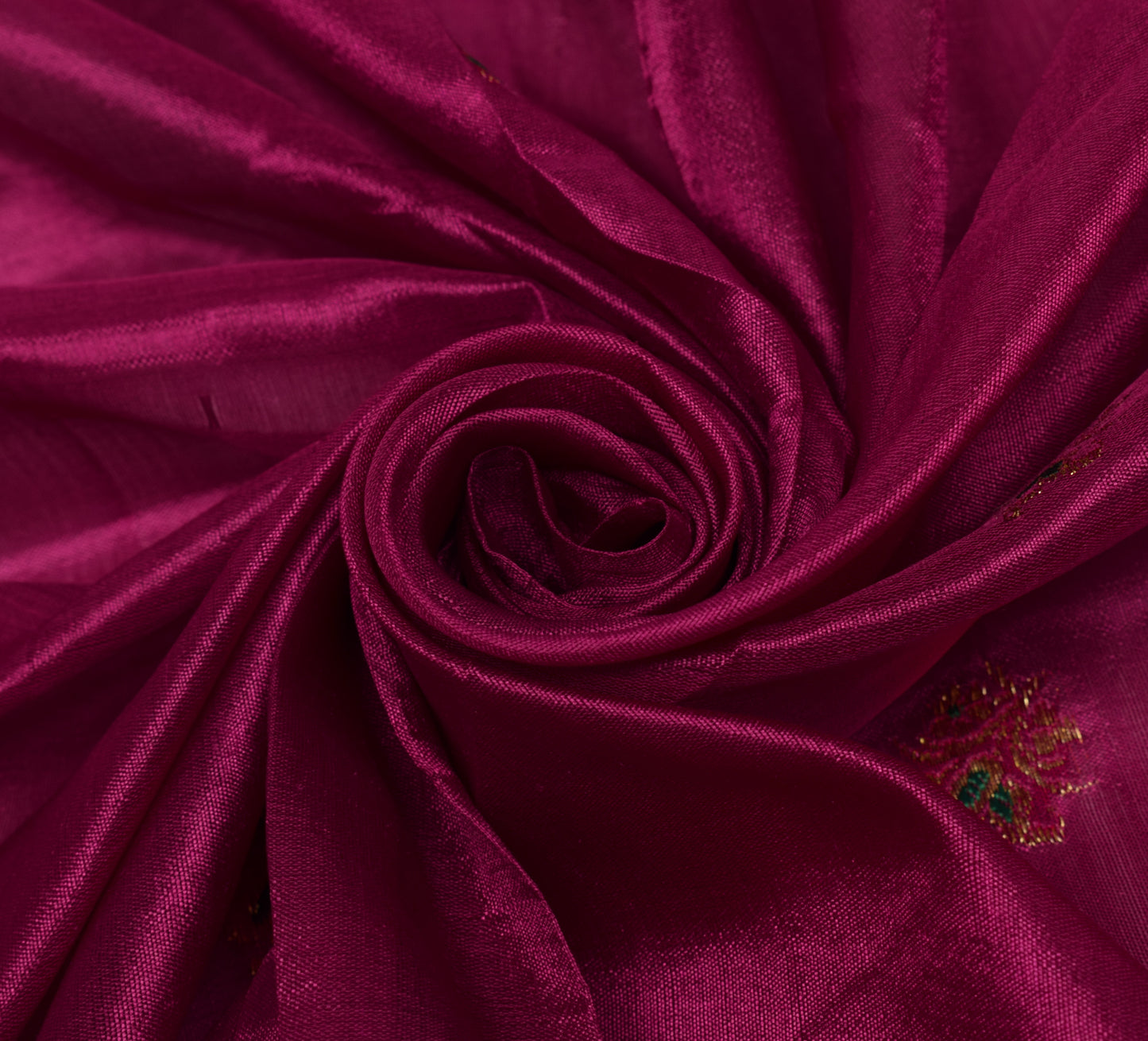 Sushila Vintage Magenta Pure Silk Banarasi Sari Remnant Scrap Woven Craft Fabric