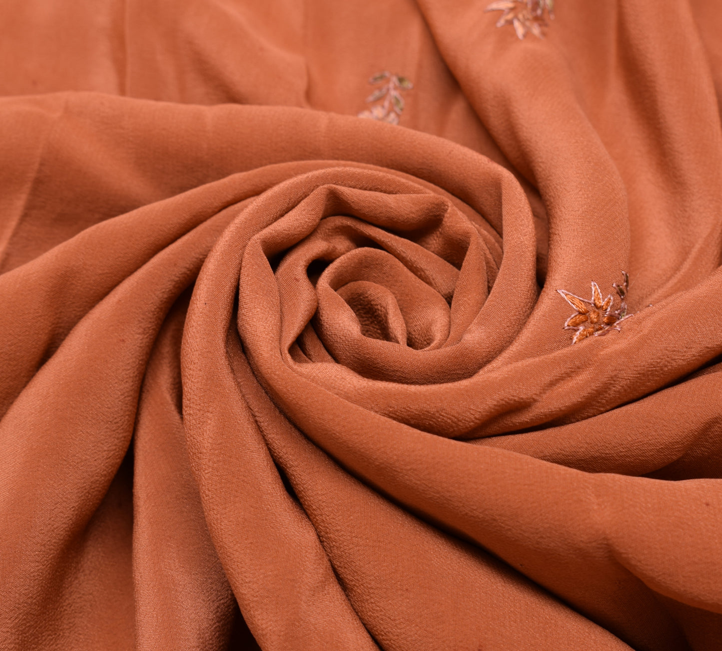 Sushila Vintage Brown Sari Remnant Scrap Multi Purpose Embroidered Craft Fabric