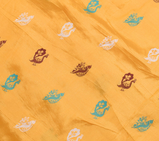 Sushila Vintage Orange Silk Sari Remnant Scrap Multi Purpose Woven Craft Fabric