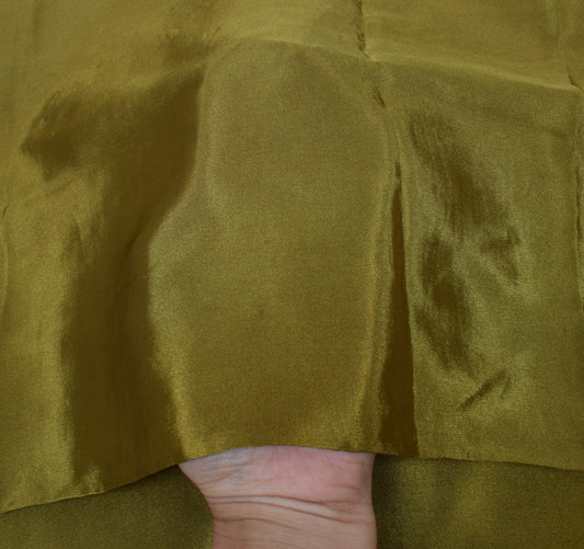 Sushila Vintage Green Silk Sari Plain Remnant Scrap Multi Purpose Craft Fabric