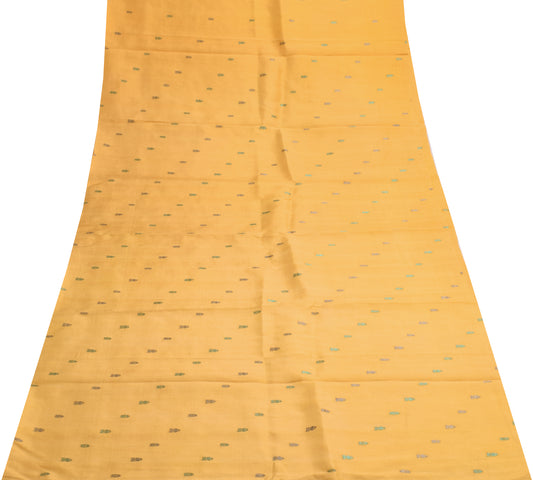 Sushila Vintage Orange Silk  Sari Remnant Scrap Multi Purpose Woven Craft Fabric