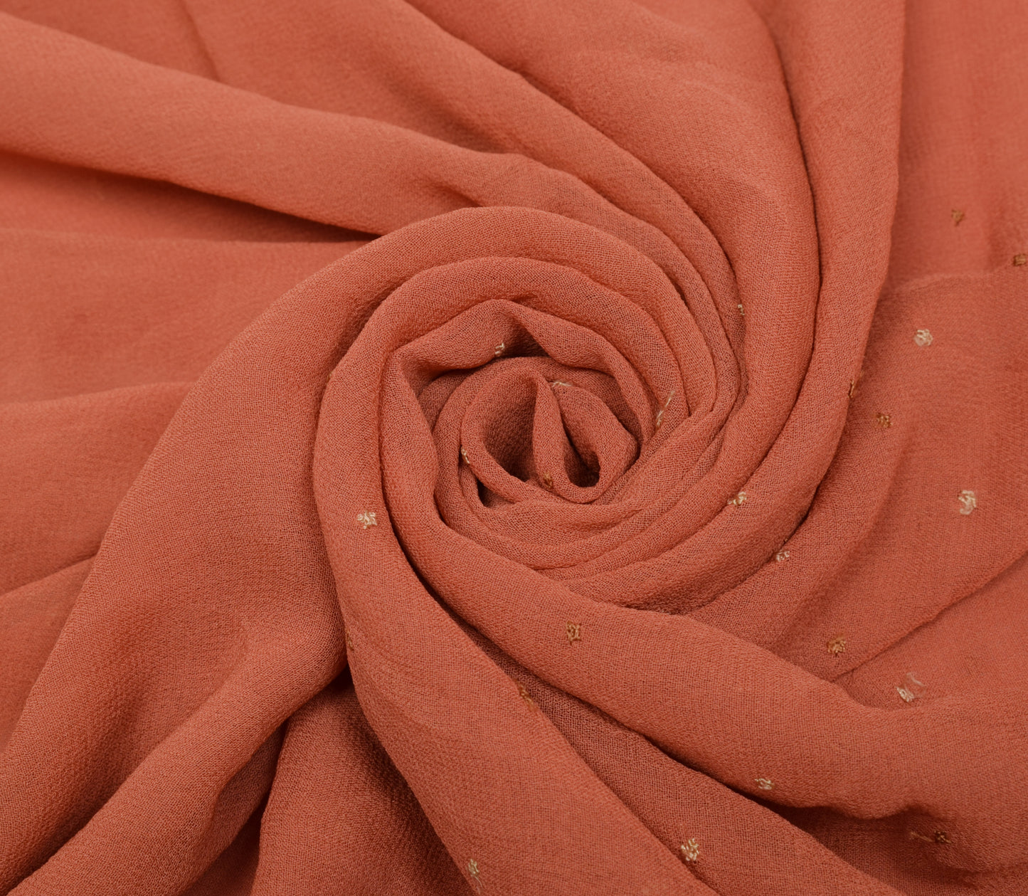 Sushila Vintage Peach Sari Remnant Scrap Multi Purpose Embroidered Craft Fabric
