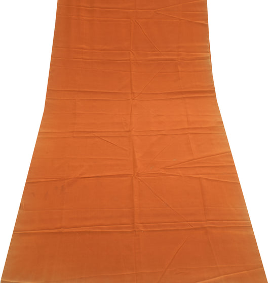 Sushila Vintage Orange Sari Remnant Scrap Multi Purpose Pure Crepe Craft Fabric