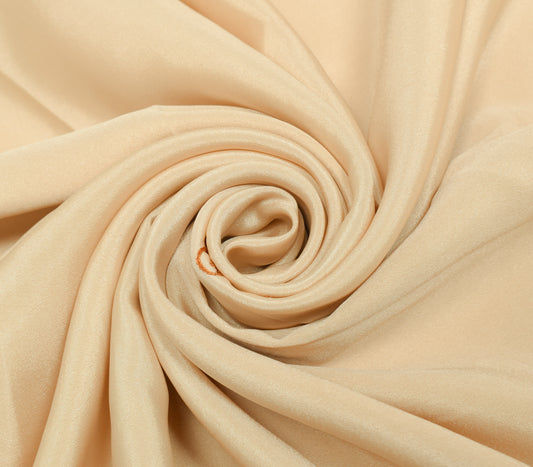 Sushila Vintage Beige Art Silk Sari Remnant Scrap Hand Beaded Soft Craft Fabric