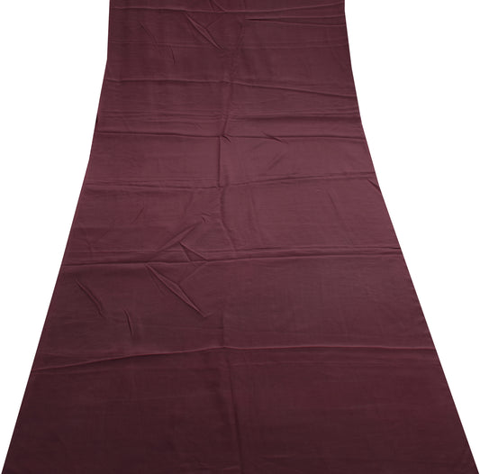 Sushila Vintage Maroon Pure Crepe Sari Remnant Scrap Multi Purpose Craft Fabric