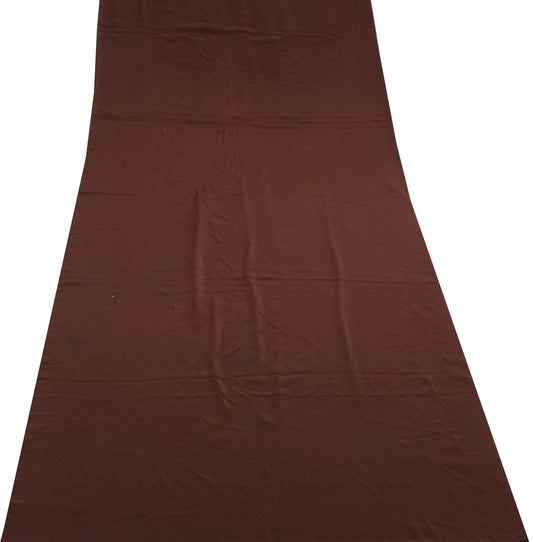 Sushila Vintage Dark Brown Crepe Sari Remnant Scrap Multi Purpose Craft Fabric