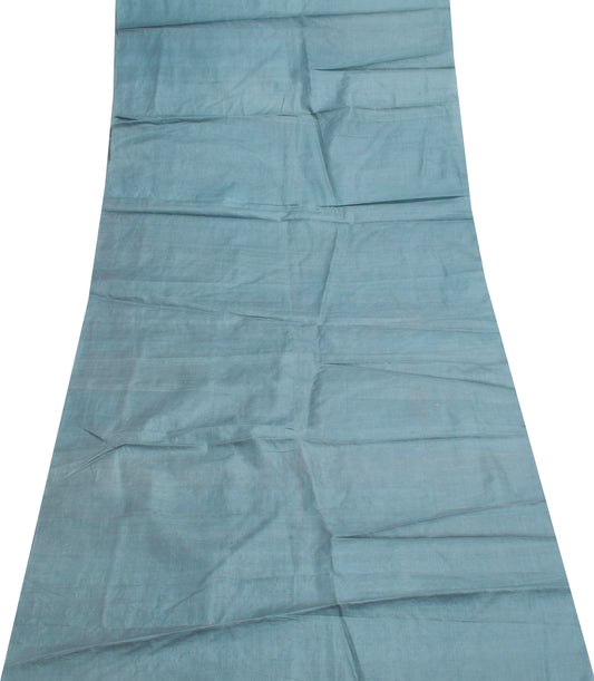 Sushila Vintage Gray 100%Pure Silk Sari Remnant Scrap Multi Purpose Craft Fabric