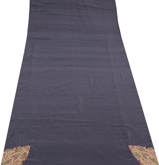 Sushila Vintage Crepe Silk Sari Remnant Scrap Embroidered Soft Craft Fabric