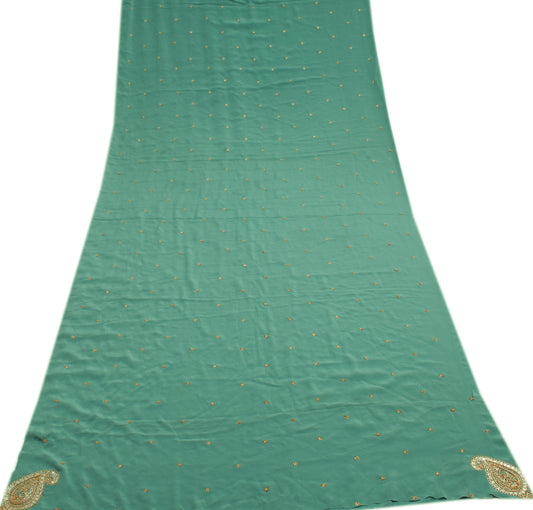 Sushila Vintage Crepe Sari Remnant Scrap Multi Purpose Hand Beaded Craft Fabric
