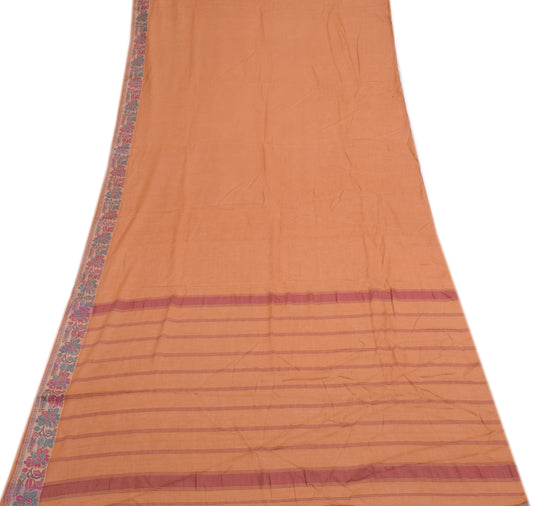 Sushila Vintage Brown Sari Remnant Scrap 100%Pure Cotton Woven Soft Craft Fabric