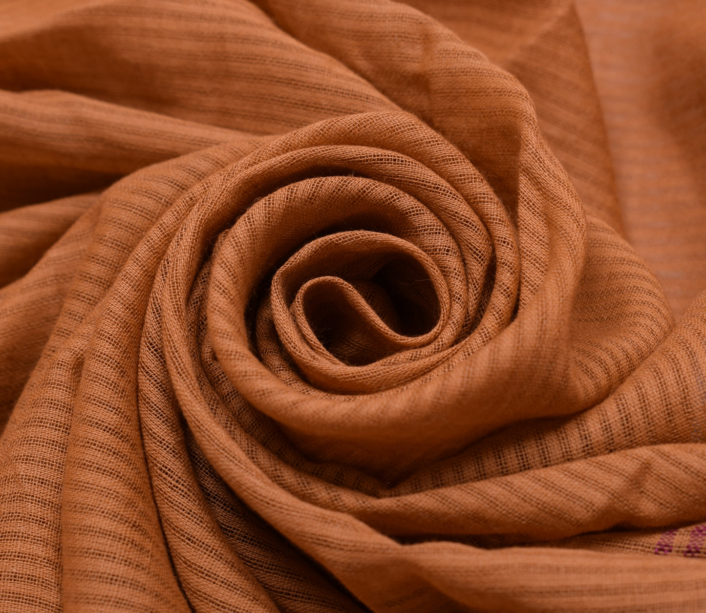 Sushila Vintage Brown Sari Remnant Scrap 100%Pure Cotton Woven Soft Craft Fabric