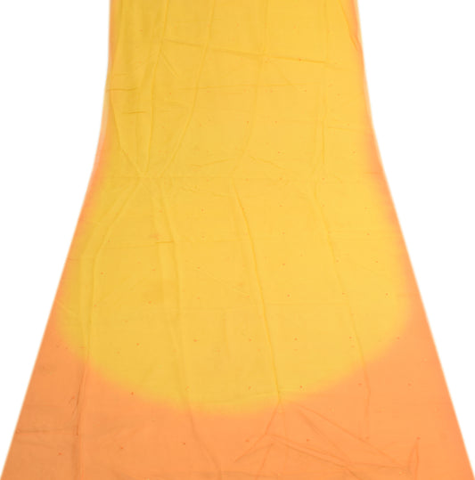 Sushila Vintage Yellow 100% Pure Georgette Silk Sari Remnant Scrap Craft Fabric