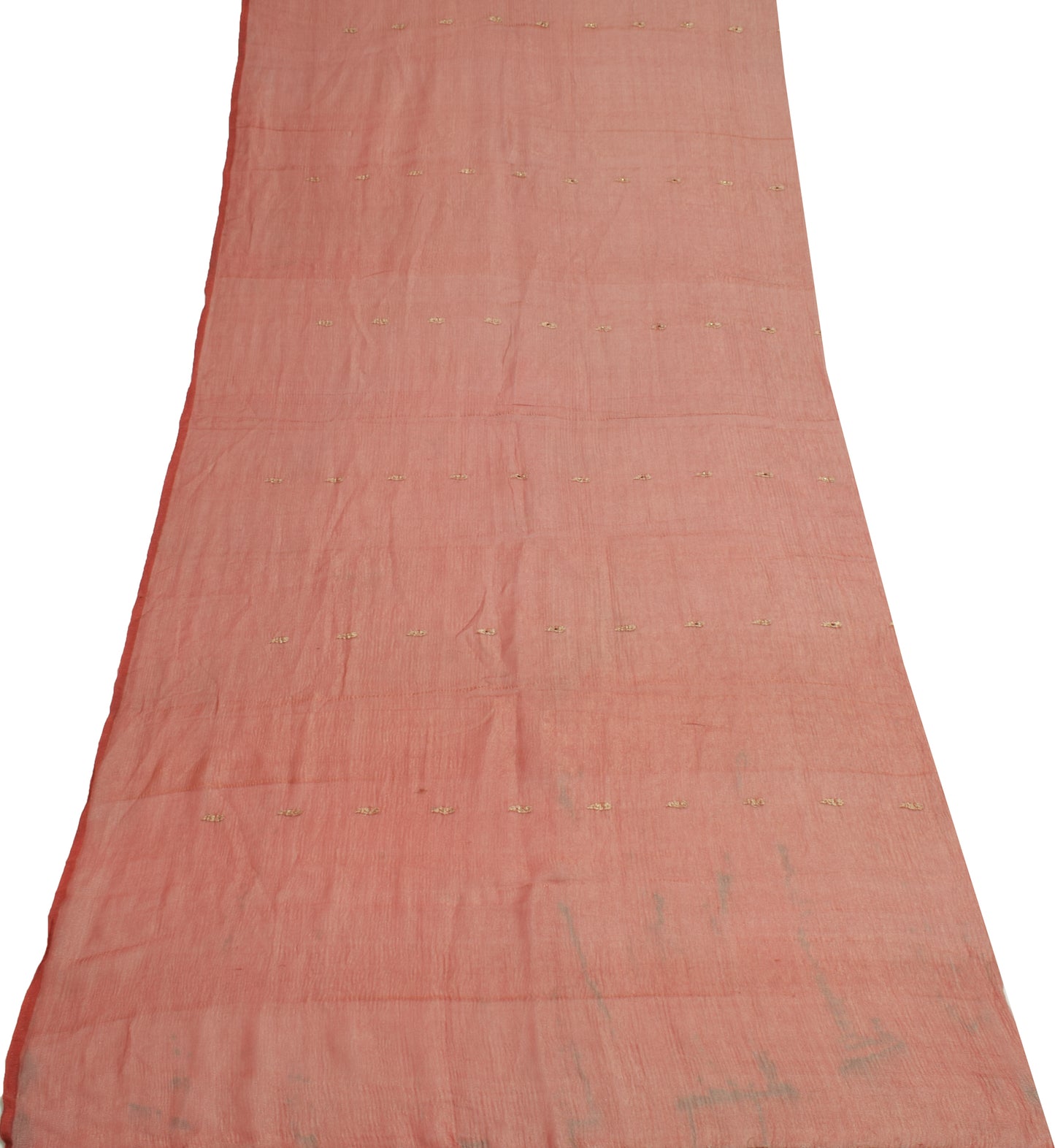 Sushila Vintage Maroon Pure Tissue Silk Sari Remnant Scrap Woven Craft Fabric