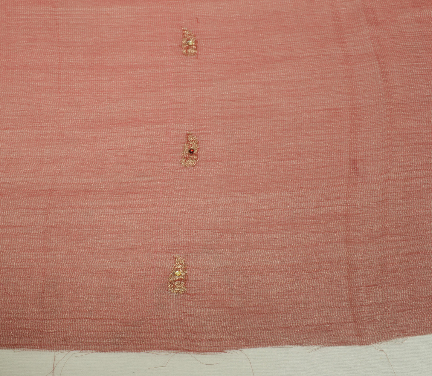 Sushila Vintage Maroon Pure Tissue Silk Sari Remnant Scrap Woven Craft Fabric