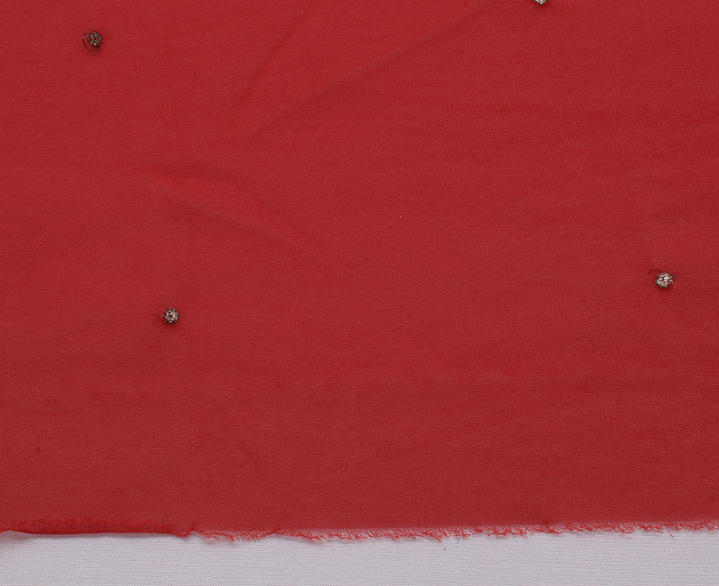 Sushila Vintage Red Georgette Silk Sari Remnant Scrap Multi Purpose Craft Fabric