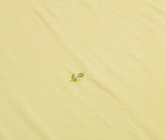 Sushila Vintage Yellow Silk Sari Remnant Scrap Embroidered Floral Craft Fabric