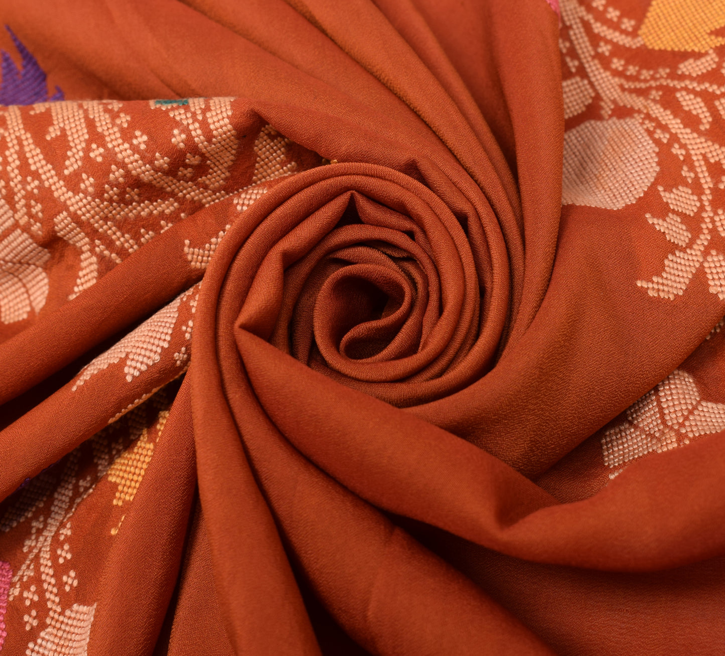 Sushila Vintage Rust Silk Sari Remnant Scrap Multi Purpose Woven Craft Fabric