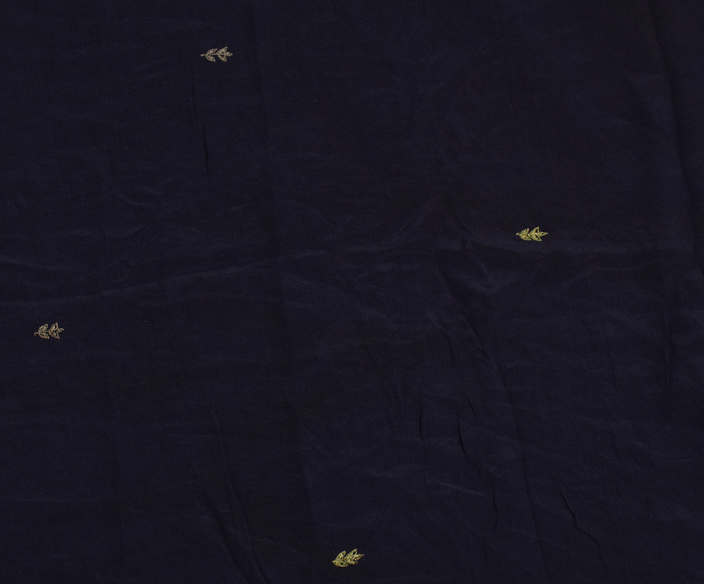 Sushila Vintage Blue Pure Crepe Silk Sari Remnant Scrap Embroidered Craft Fabric