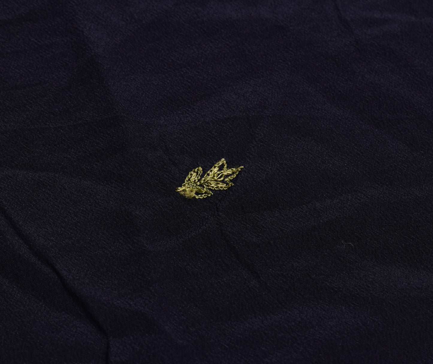 Sushila Vintage Blue Pure Crepe Silk Sari Remnant Scrap Embroidered Craft Fabric