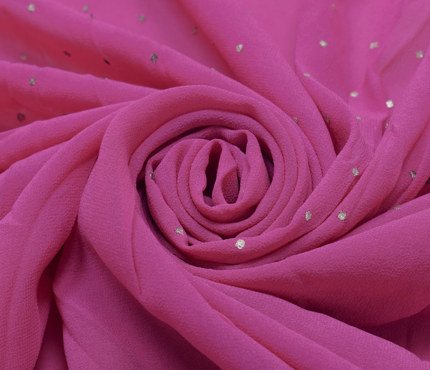 Sushila Vintage Pink Sari Remnant Scrap Pure Georgette Silk Printed Craft Fabric
