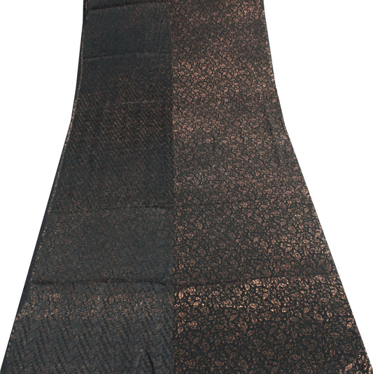 Sushila Vintage Black Sari Remnant Scrap Georgette Silk Printed Craft Fabric
