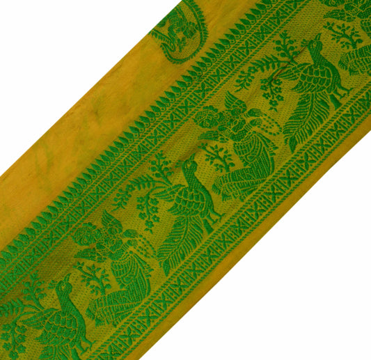 Sushila Vintage Green Saree Border Indian Craft Sewing Trim Woven Baluchari Lace
