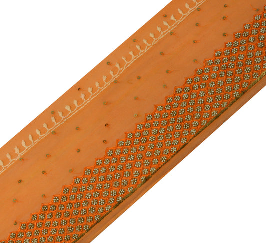 Sushila Vintage Orange Saree Border Craft Sewing Trim Embroidered Beaded Lace