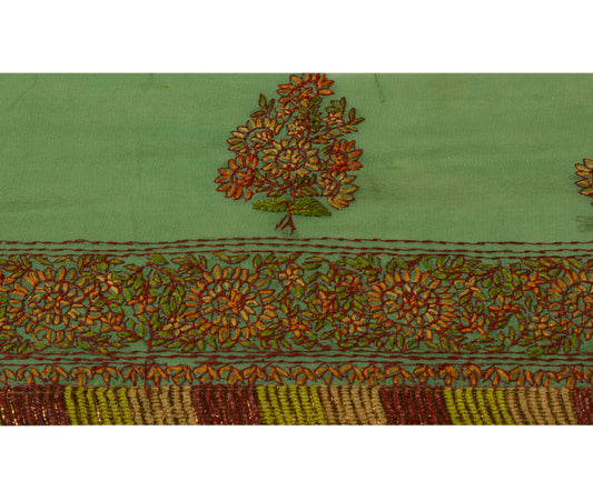 Sushila Vintage Green Saree Border Indian Craft Sewing Trim Embroidered Lace