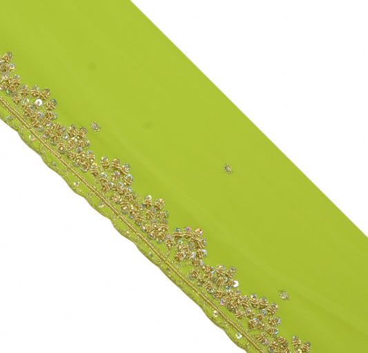 Sushila Vintage Green Saree Border Indian Craft Sewing Trim Hand Beaded Ribbon