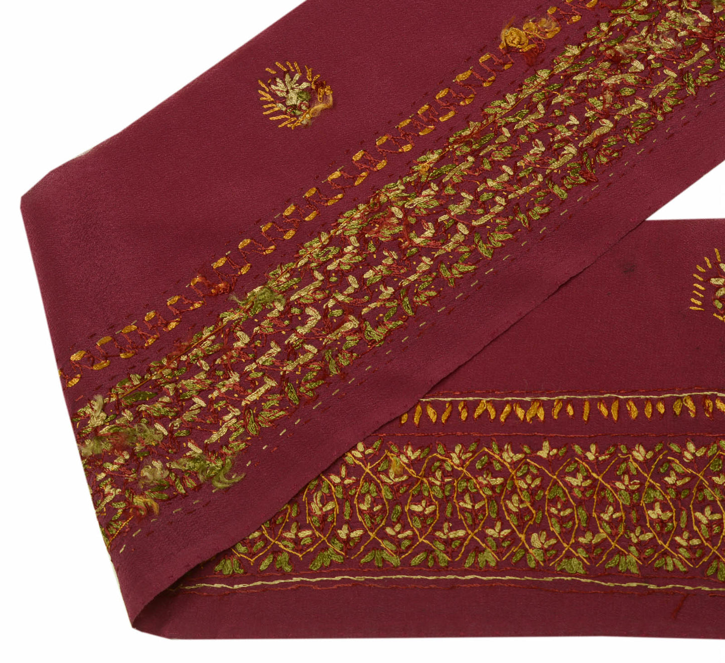 Sushila Vintage Purple Sari Border Indian Craft Sewing Trim Hand Embroidery Lace