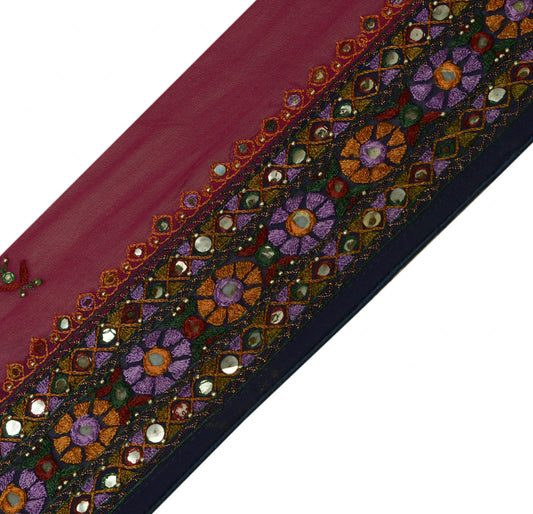 Sushila Vintage Magenta Saree Border Indian Craft Sewing Trim Embroidered Lace