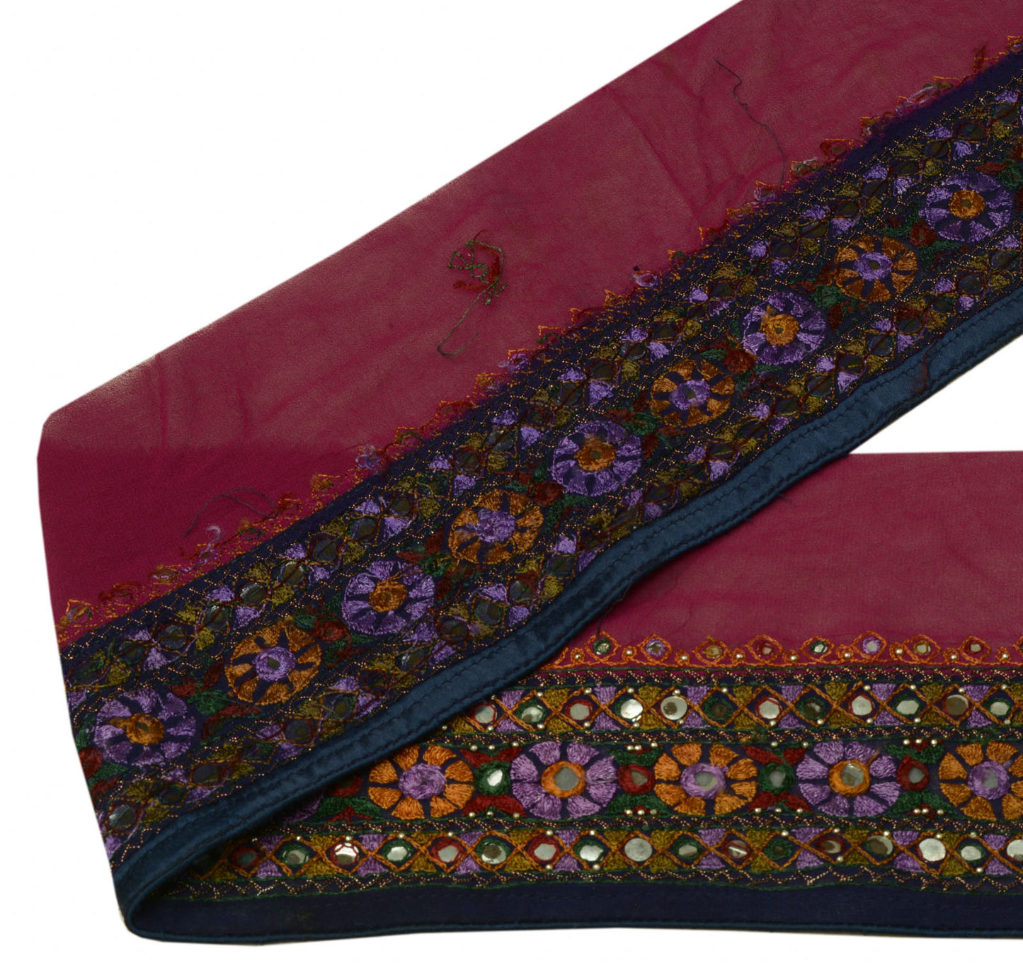 Sushila Vintage Magenta Saree Border Indian Craft Sewing Trim Embroidered Lace