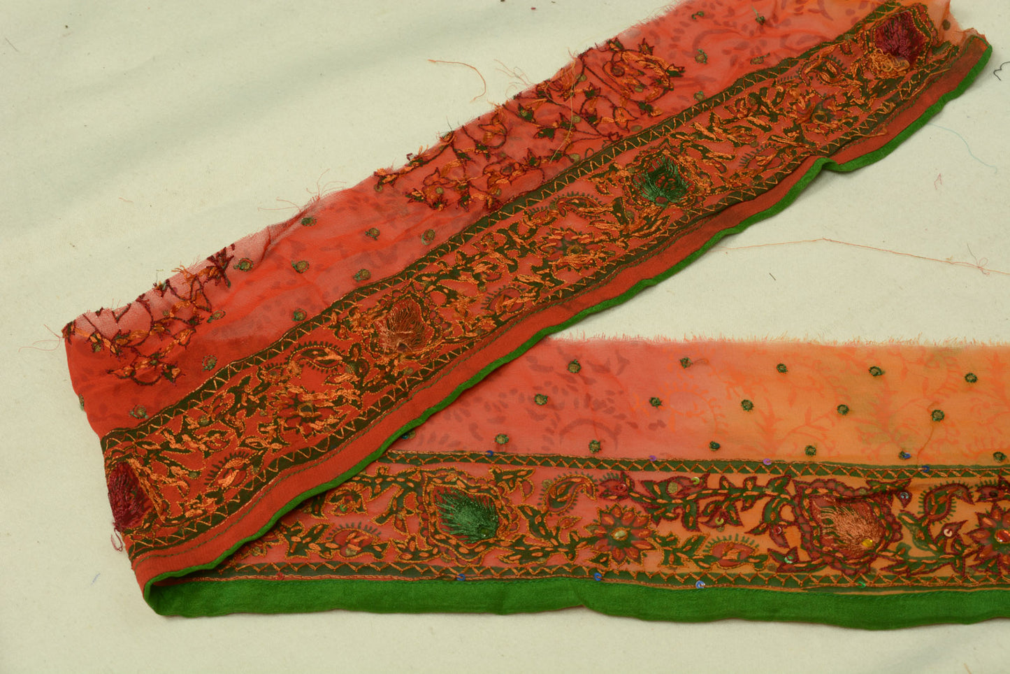 Sushila Vintage Saree Border Rust Craft Sewing Trim Hand Embroidered Lace Ribbon