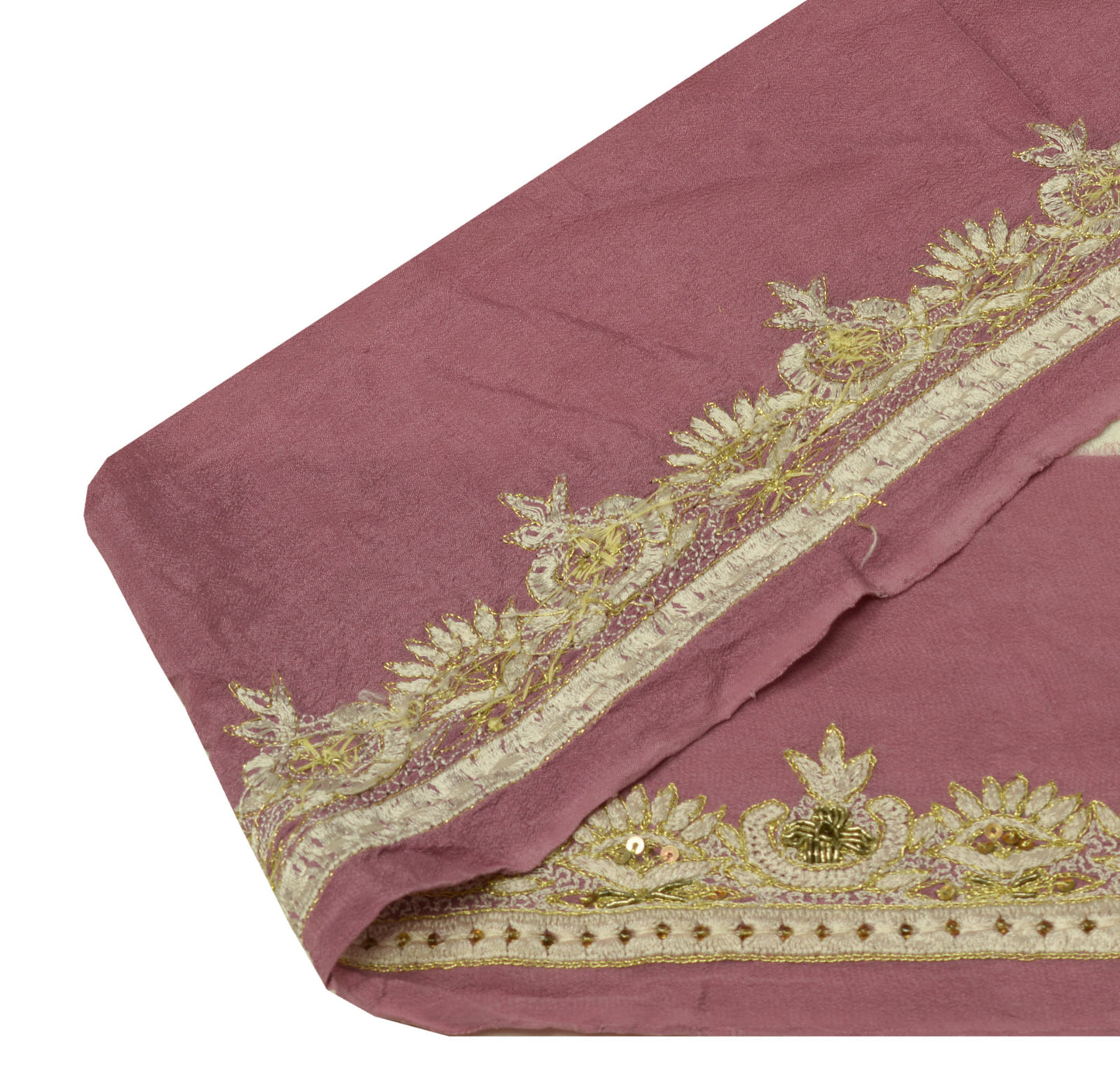 Sushila Vintage Mauve Saree Border Indian Craft Sewing Trim Hand Beaded Lace