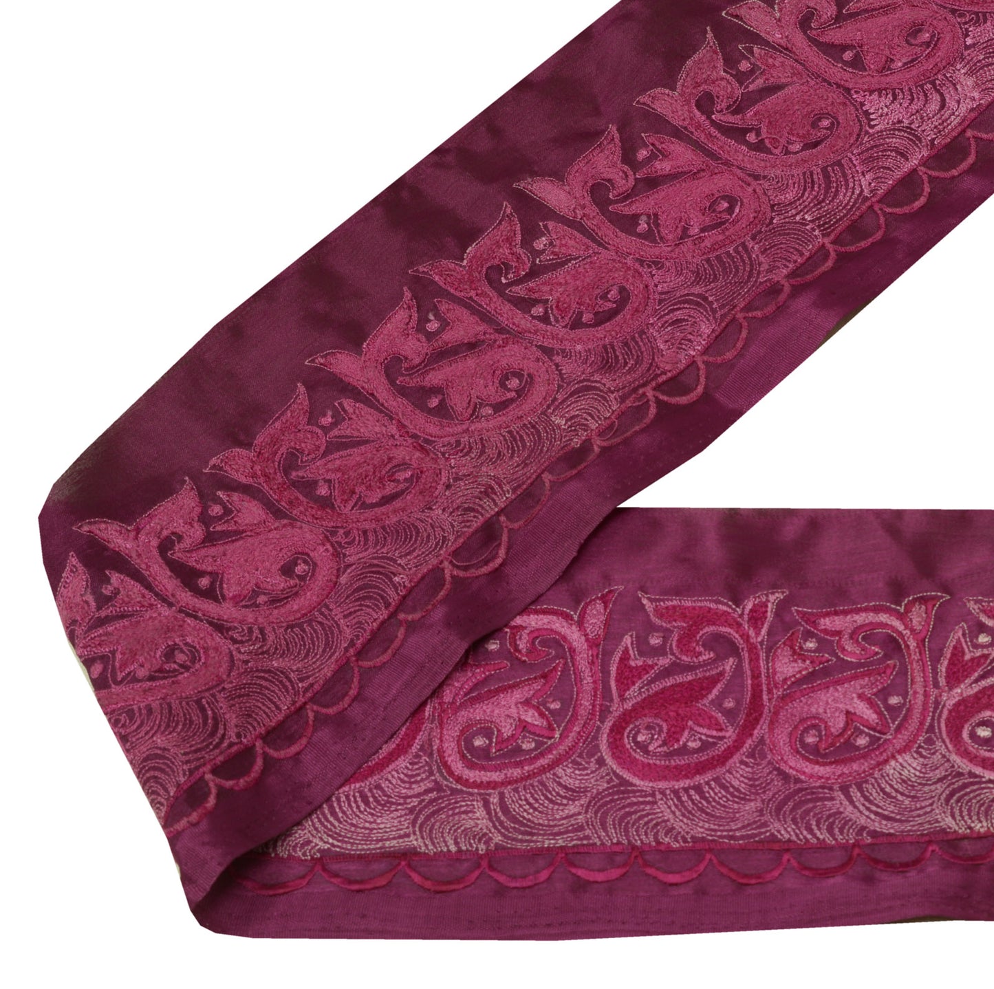 Sushila Vintage Purple Saree Border Indian Craft Sewing Trim Embroidered Ribbon