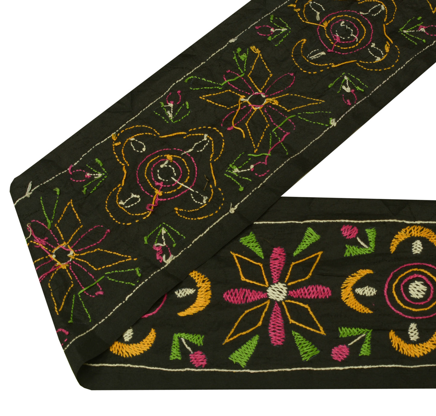 Sushila Vintage Black Saree Border Indian Craft Sewing Trim Weaving Lace Ribbon