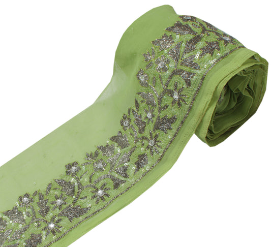Sushila Vintage Green Saree Border Indian Craft Sewing Trim Embroidered Lace