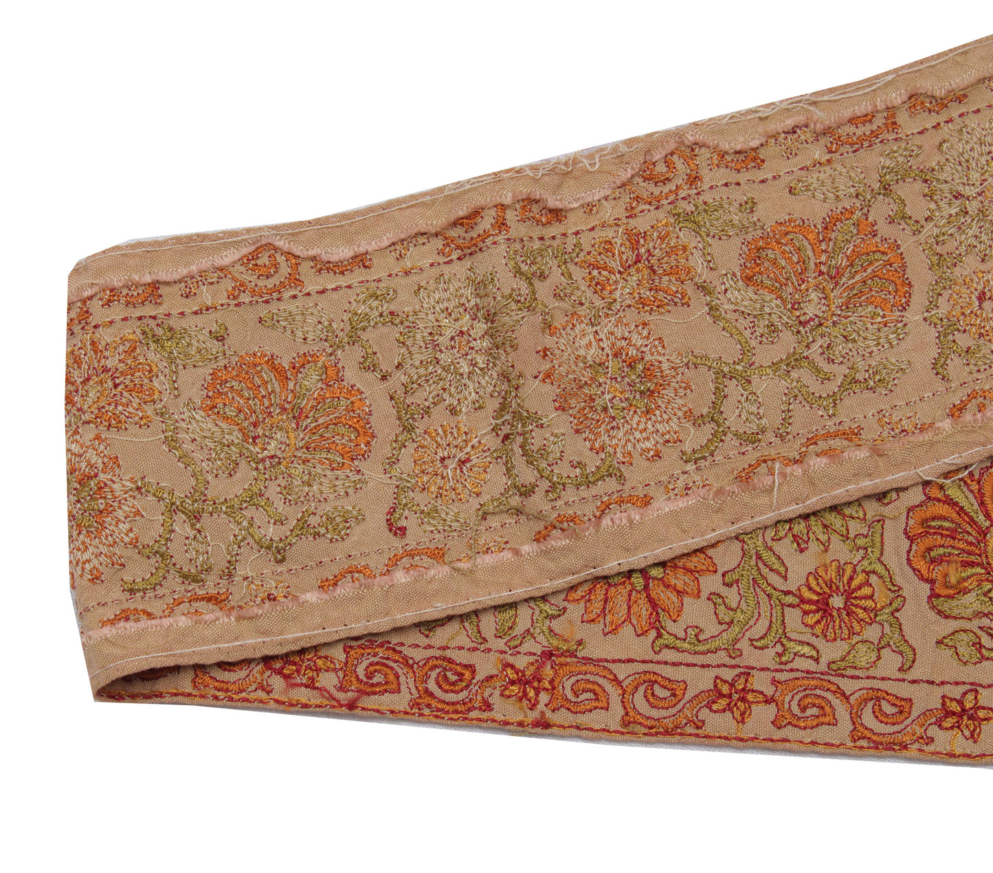 Sushila Vintage Brown Saree Border Indian Craft Sewing Trim Embroidered Ribbon