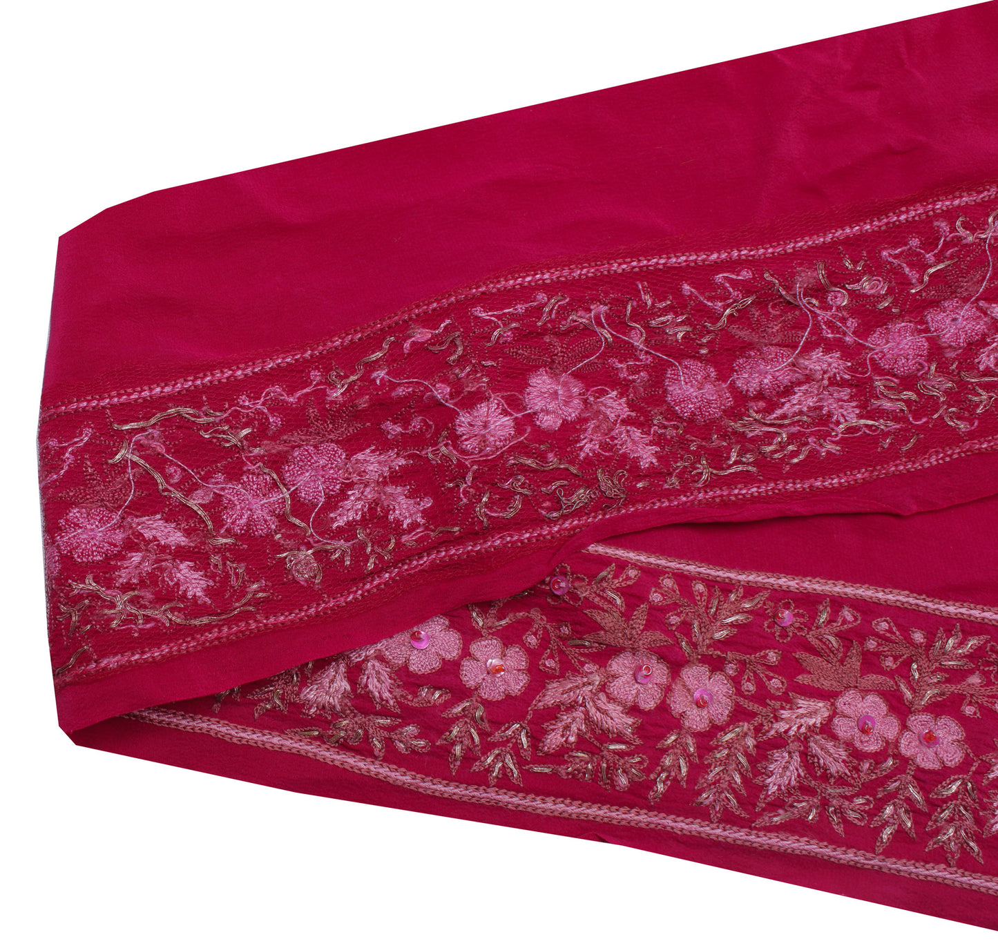 Sushila Vintage Magenta Saree Border Indian Craft Sewing Trim Embroidered Ribbon