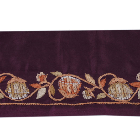 Sushila Vintage Purple Saree Border Indian Craft Sewing Trim Embroidered Ribbon