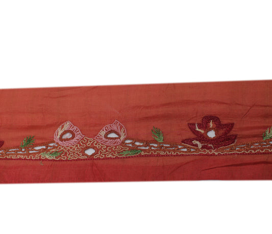 Sushila Vintage Peach Saree Border Indian Craft Sewing Trim Embroidered Ribbon