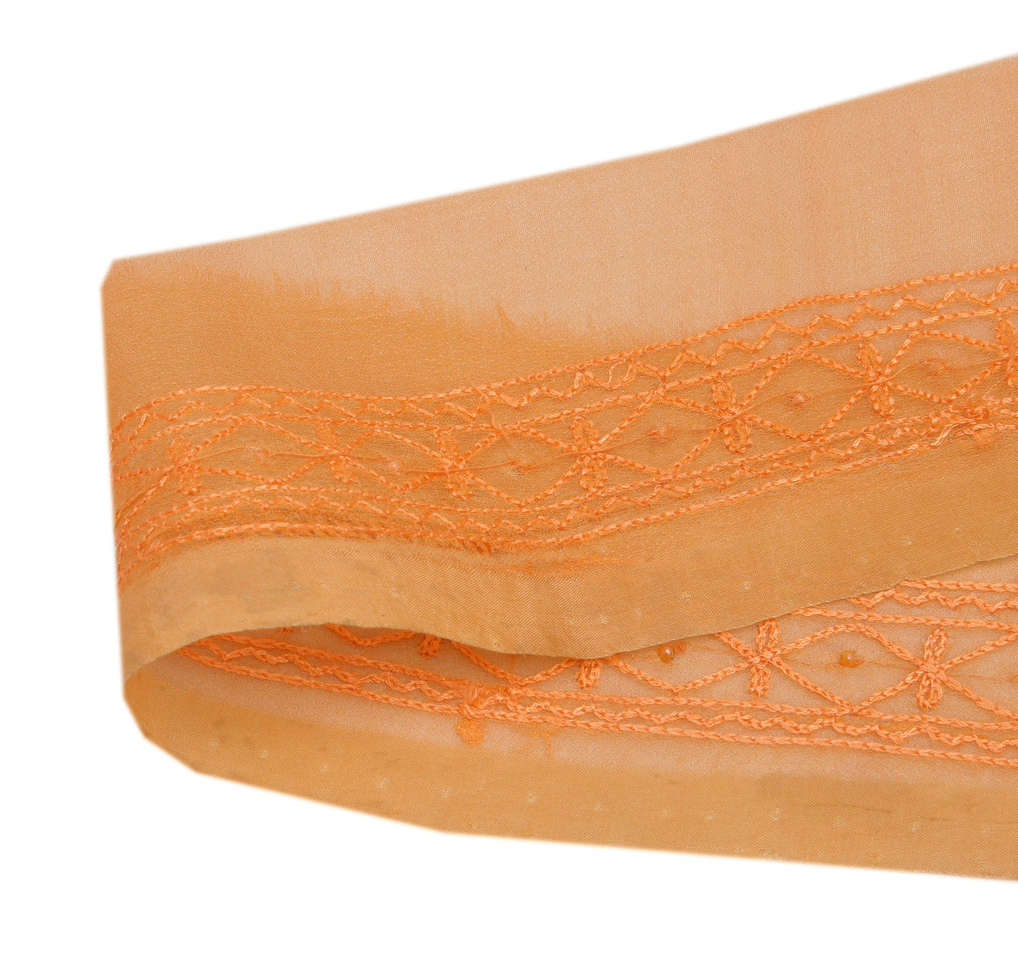 Sushila Vintage Orange Saree Border Indian Craft Sewing Trim Embroidered Ribbon